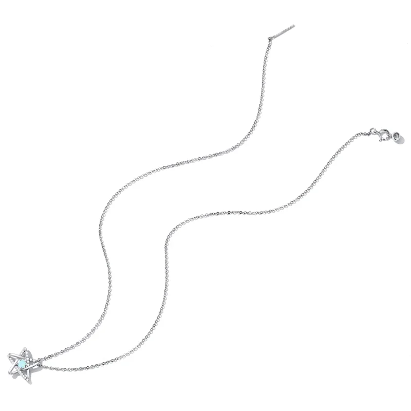(image for) Pandora Style Opal Star Necklace - SCN473 - View 4