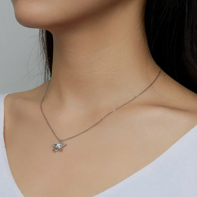 (image for) Pandora Style Opal Star Necklace - SCN473 - View 5