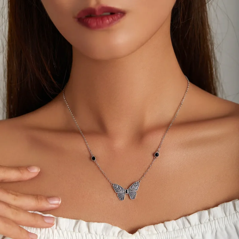 (image for) Pandora Style Retro Butterfly Necklace - BSN235 - View 7