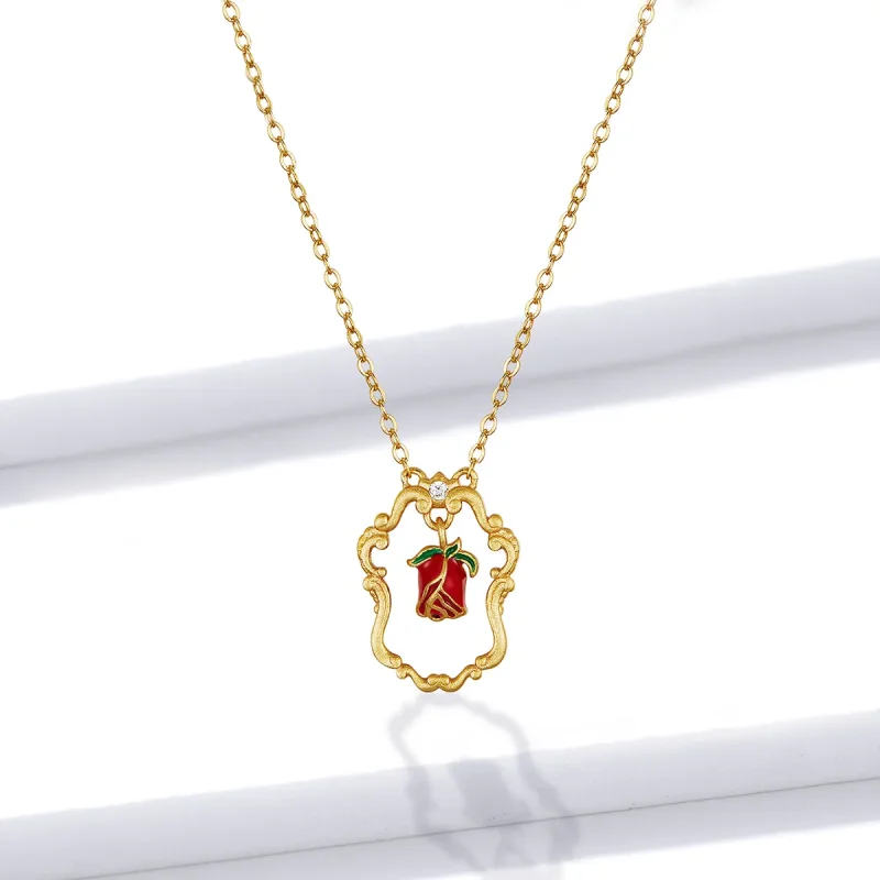 (image for) Pandora Style Retro Rose Necklace - BSN157 - View 5