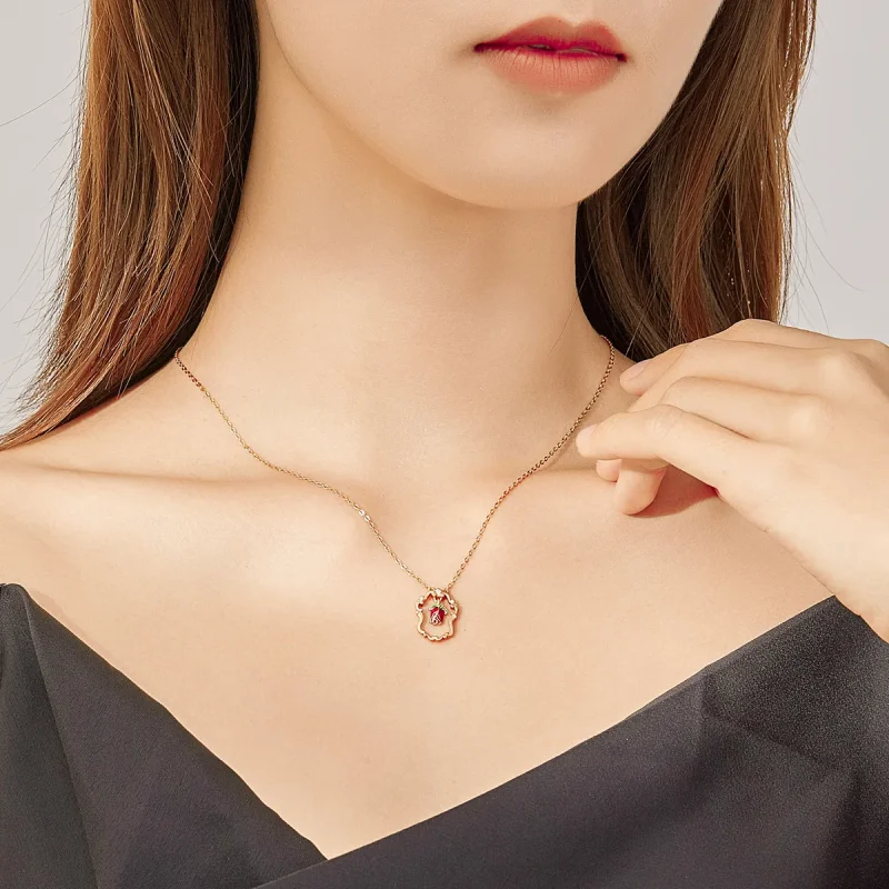 (image for) Pandora Style Retro Rose Necklace - BSN157 - View 7
