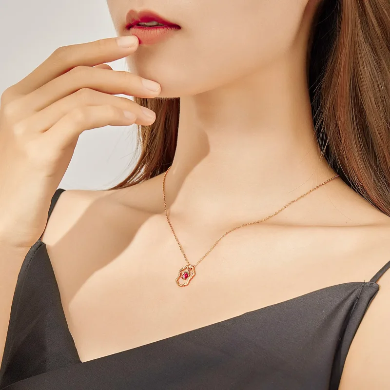 (image for) Pandora Style Retro Rose Necklace - BSN157 - View 9
