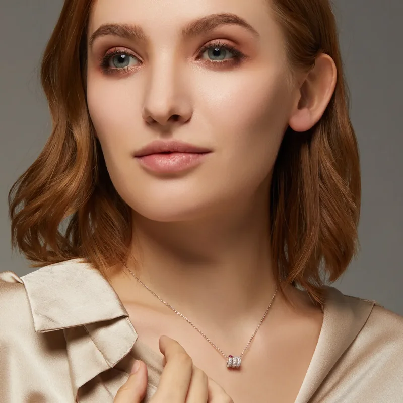 (image for) Pandora Style Romantic Snake Heart Necklace - BSN150 - View 2
