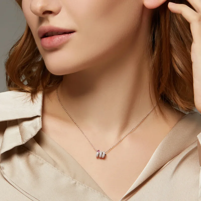 (image for) Pandora Style Romantic Snake Heart Necklace - BSN150 - View 5