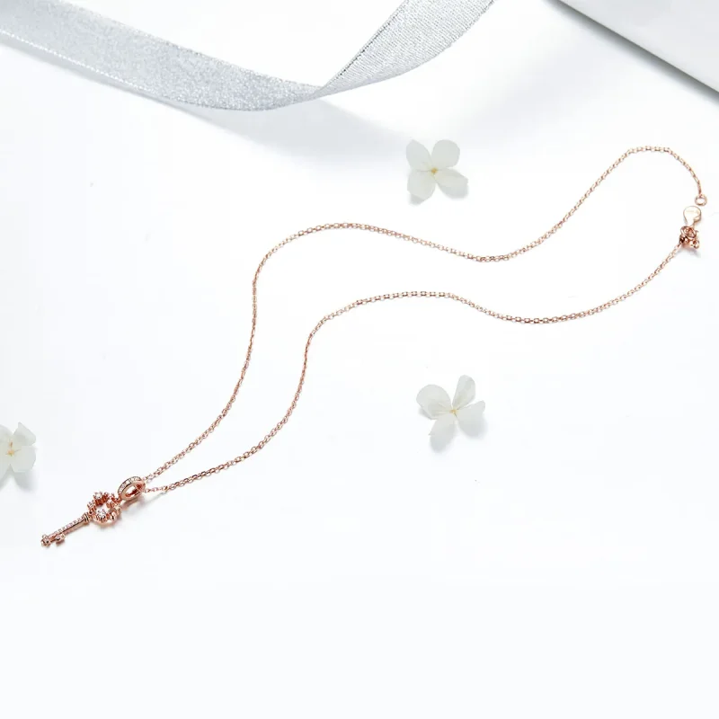 (image for) Pandora Style Rose Gold Luchy Shinning Key Pendant - SCC1122 - View 4