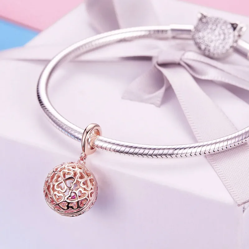 (image for) Pandora Style Rose Gold Motion Clover Pendant - SCC1127 - View 3
