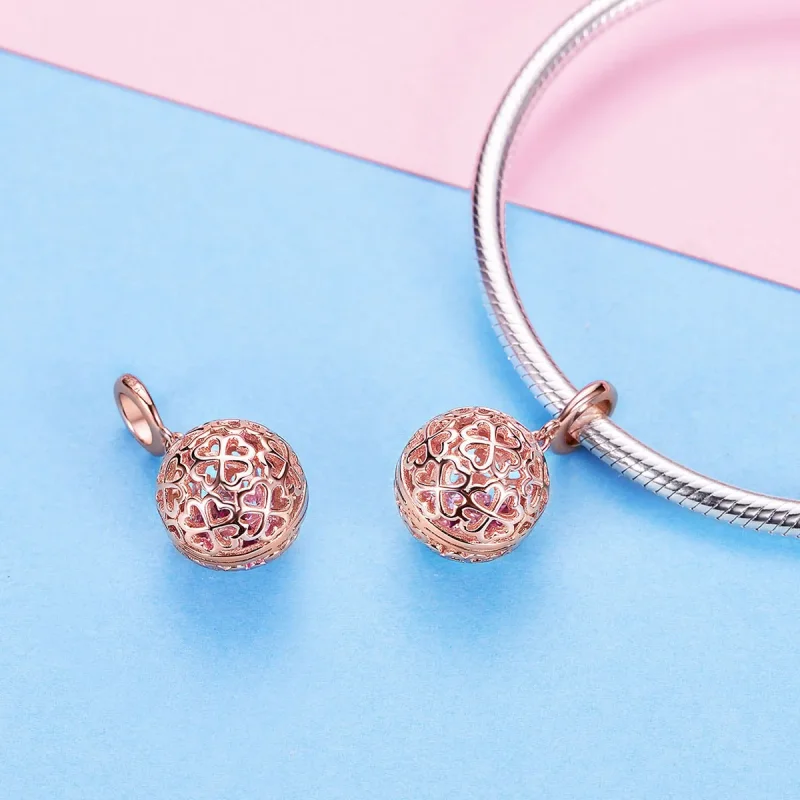 (image for) Pandora Style Rose Gold Motion Clover Pendant - SCC1127 - View 5
