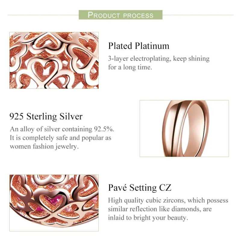 (image for) Pandora Style Rose Gold Motion Clover Pendant - SCC1127 - View 6