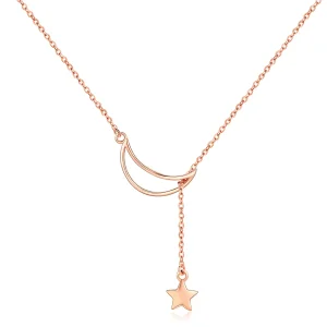 (image for) Pandora Style Rose Gold Starry Moon Chain Necklace - SCN108-C