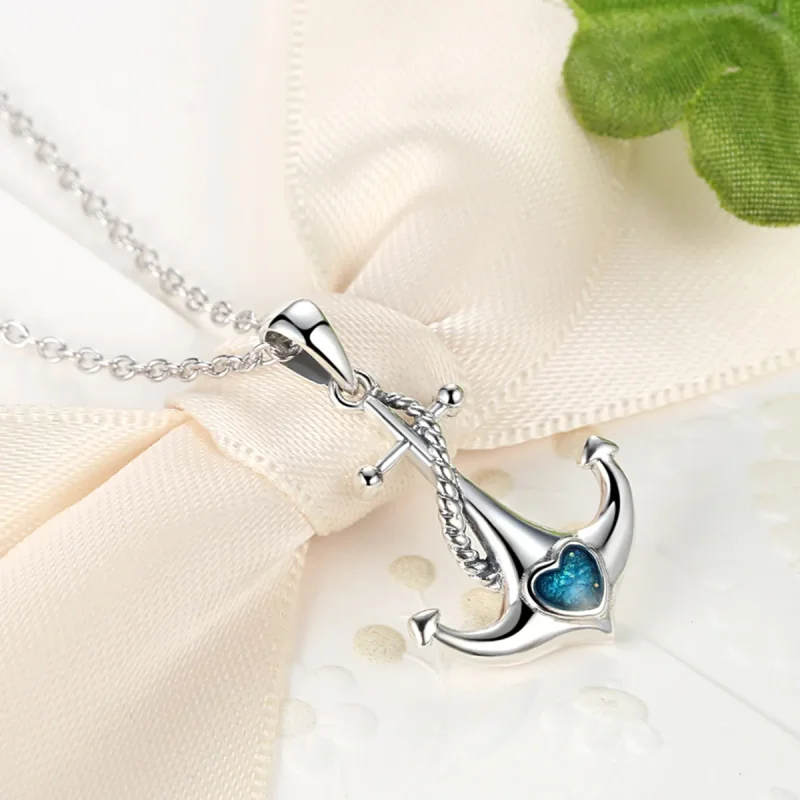 (image for) Pandora Style Silver Anchor Necklace - SCN051 - View 3