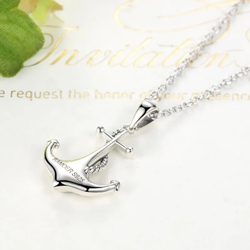 (image for) Pandora Style Silver Anchor Necklace - SCN051 - View 4