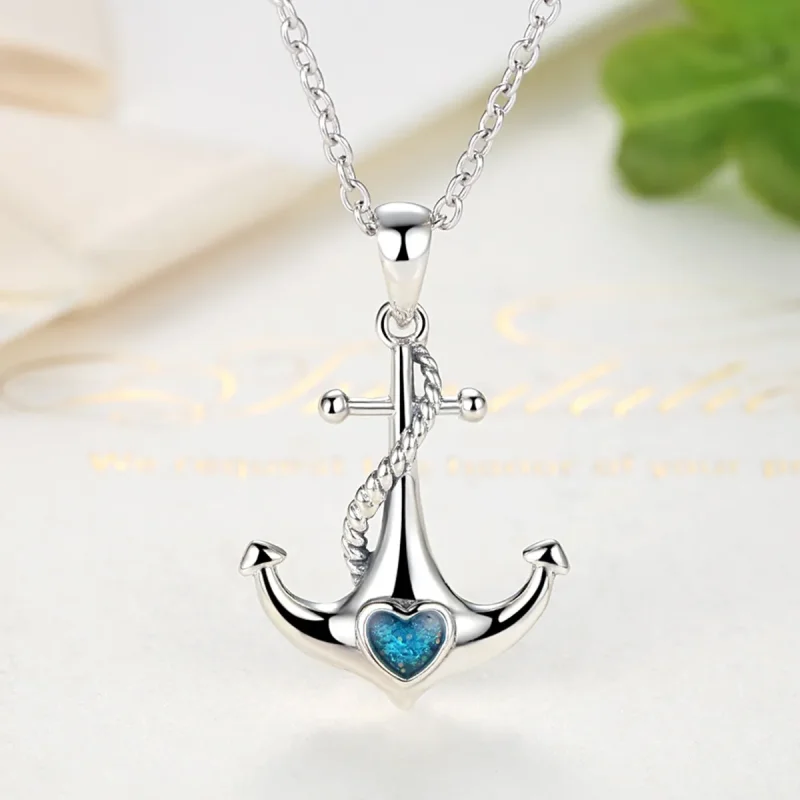 (image for) Pandora Style Silver Anchor Necklace - SCN051 - View 5