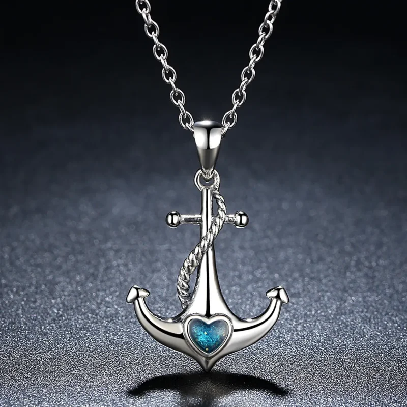 (image for) Pandora Style Silver Anchor Necklace - SCN051 - View 6