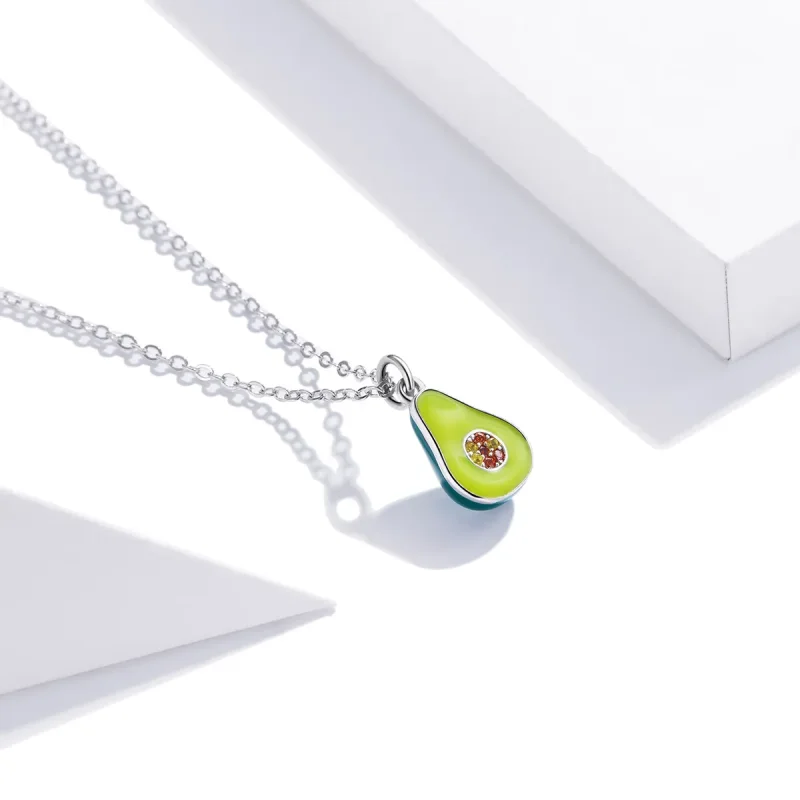 (image for) Pandora Style Silver Avocado Pendant Necklace - SCN439 - View 2