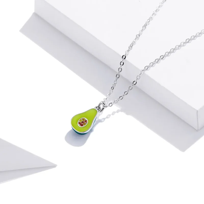 (image for) Pandora Style Silver Avocado Pendant Necklace - SCN439 - View 3