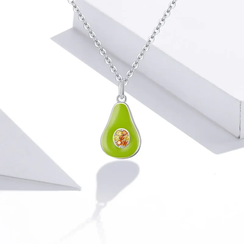 (image for) Pandora Style Silver Avocado Pendant Necklace - SCN439 - View 5