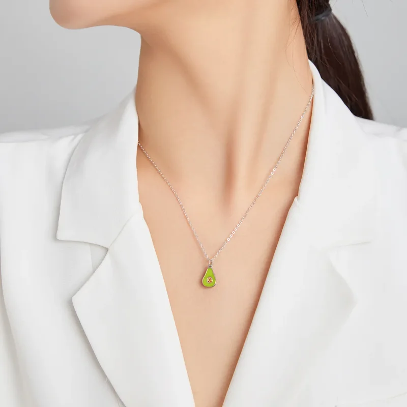(image for) Pandora Style Silver Avocado Pendant Necklace - SCN439 - View 6