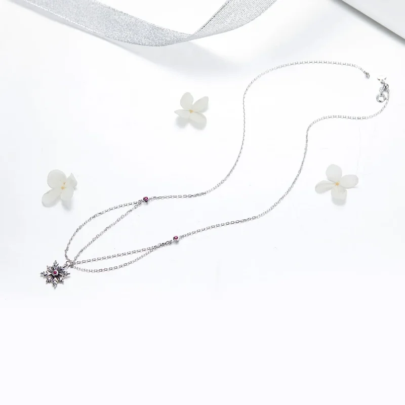 (image for) Pandora Style Silver Baroque Flower Necklace - SCN320 - View 4