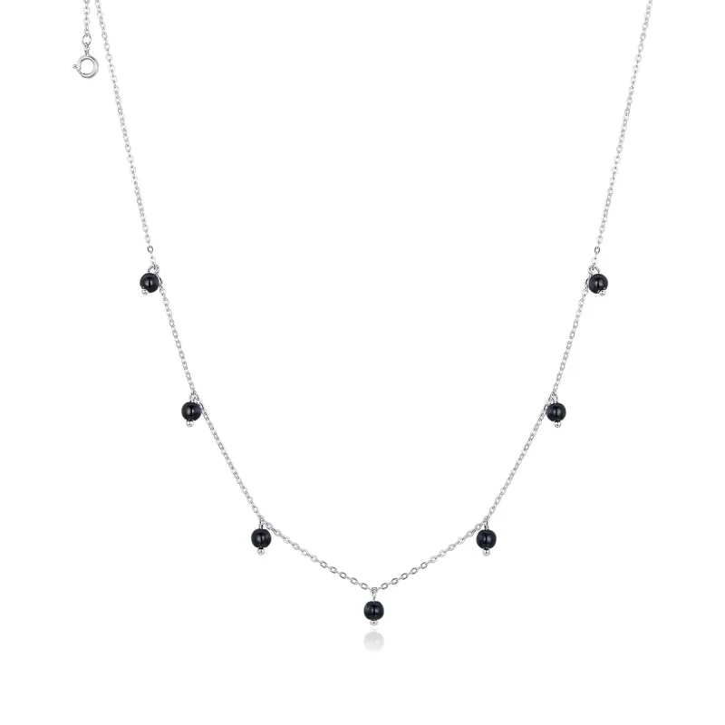 (image for) Pandora Style Silver Black Crystal Necklace - SCN392
