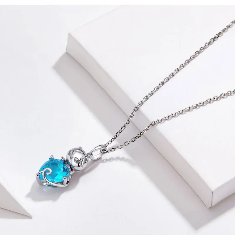 (image for) Pandora Style Silver Blue Cat Necklace - SCN331 - View 3