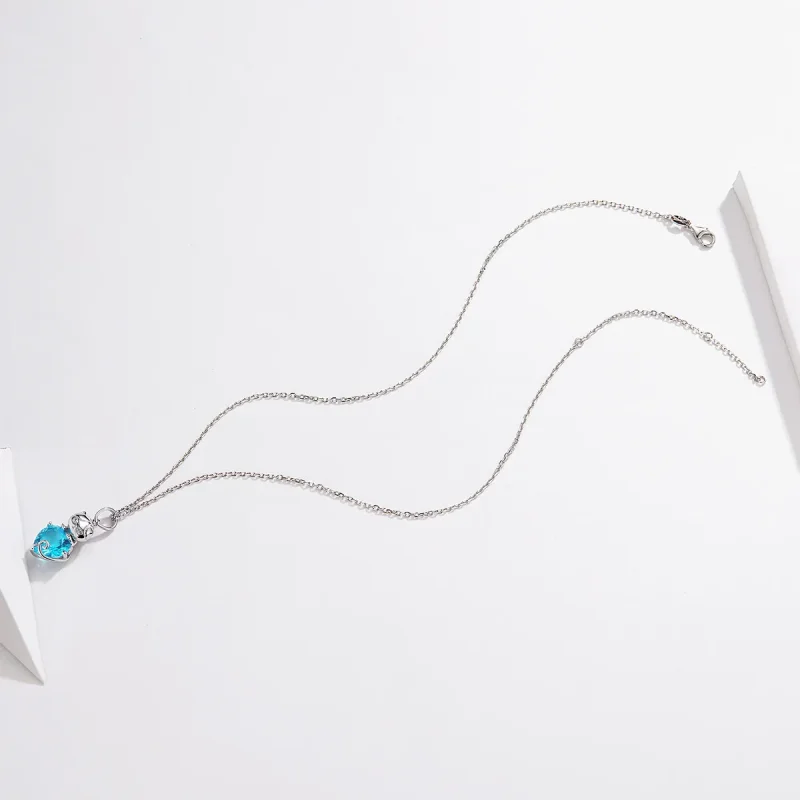 (image for) Pandora Style Silver Blue Cat Necklace - SCN331 - View 4