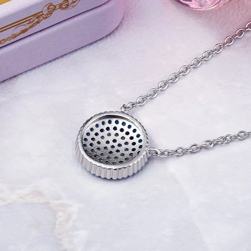 (image for) Pandora Style Silver Blue Circle Necklace - SCN099 - View 2