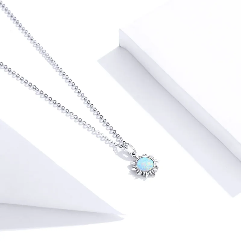 (image for) Pandora Style Silver Blue Sun Necklace - SCN399 - View 2