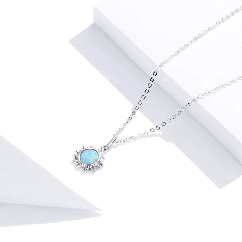 (image for) Pandora Style Silver Blue Sun Necklace - SCN399 - View 3