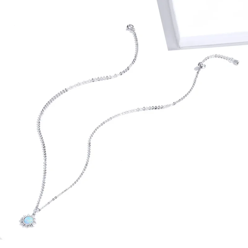 (image for) Pandora Style Silver Blue Sun Necklace - SCN399 - View 4