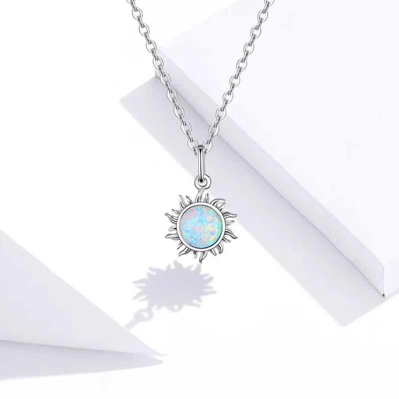 (image for) Pandora Style Silver Blue Sun Necklace - SCN399 - View 5