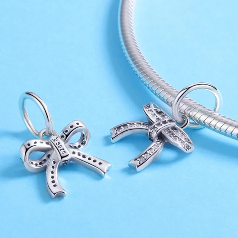 (image for) Pandora Style Silver Bow Pendant - SCC775 - View 4