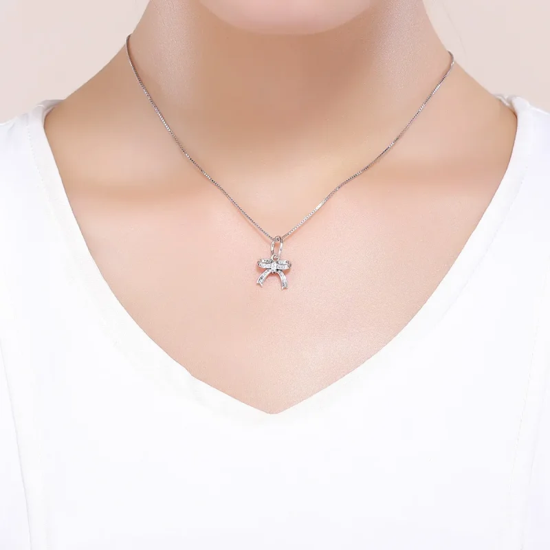 (image for) Pandora Style Silver Bow Pendant - SCC775 - View 5