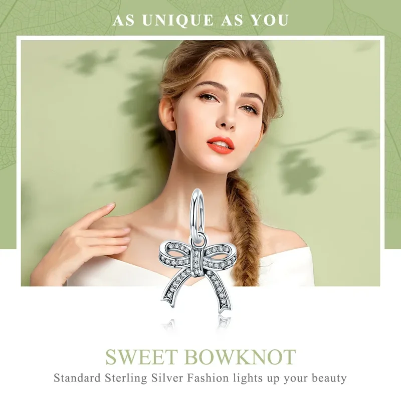 (image for) Pandora Style Silver Bow Pendant - SCC775 - View 6