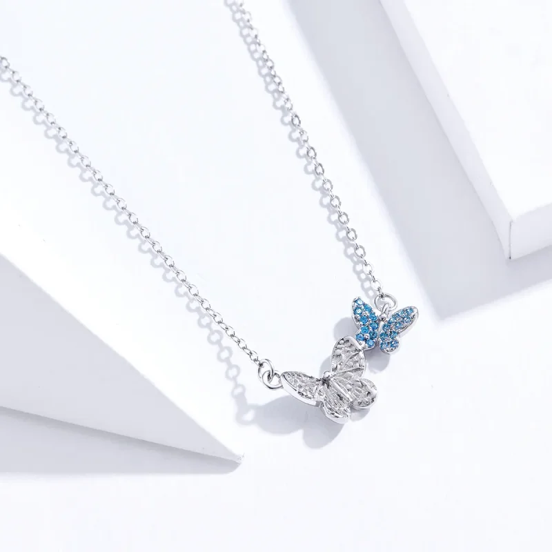 (image for) Pandora Style Silver Butterfly Necklace - SCN384 - View 2