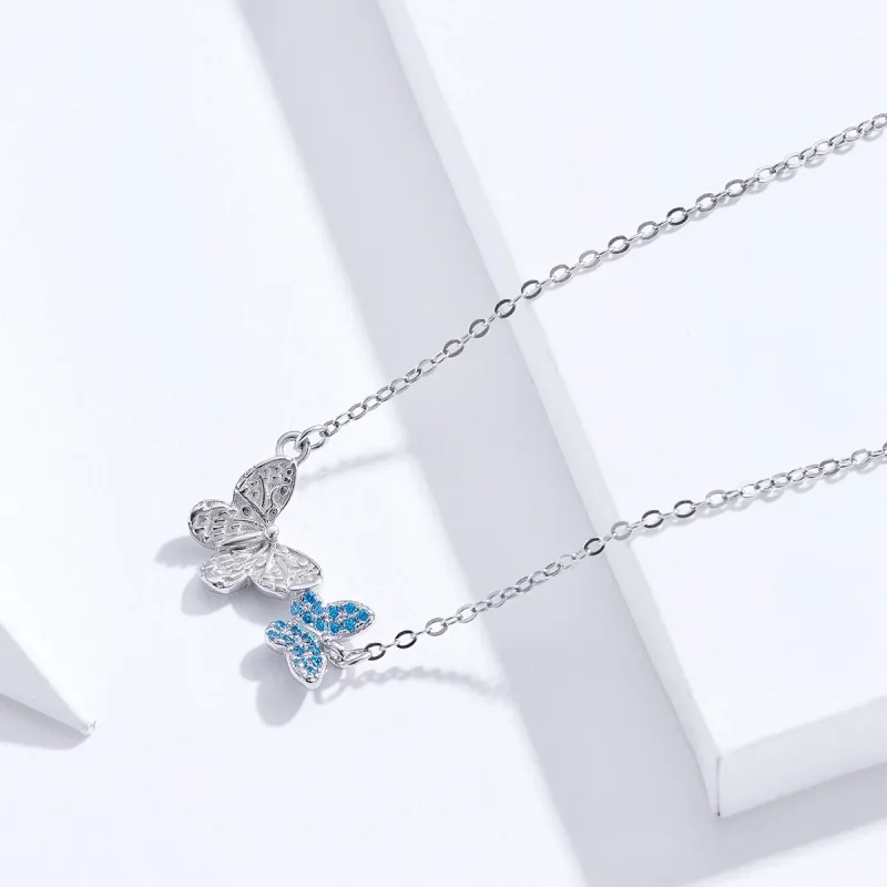 (image for) Pandora Style Silver Butterfly Necklace - SCN384 - View 3