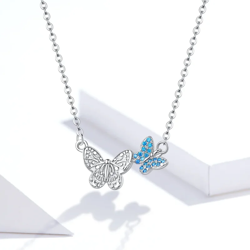 (image for) Pandora Style Silver Butterfly Necklace - SCN384 - View 5