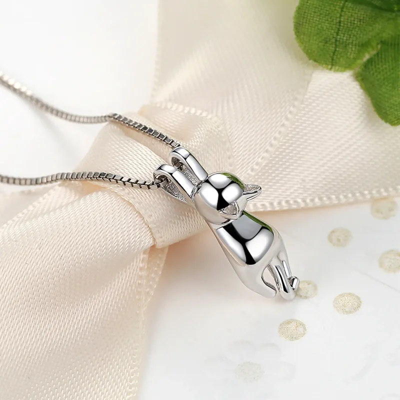 (image for) Pandora Style Silver Cat Necklace - SCN032 - View 2