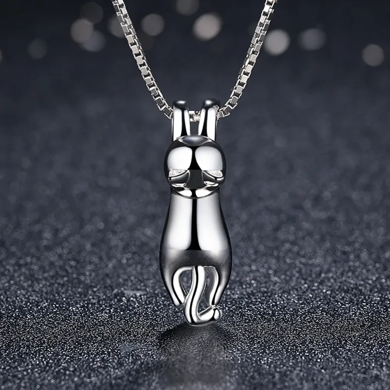 (image for) Pandora Style Silver Cat Necklace - SCN032 - View 4