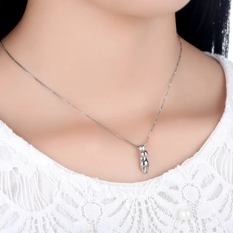 (image for) Pandora Style Silver Cat Necklace - SCN032 - View 5