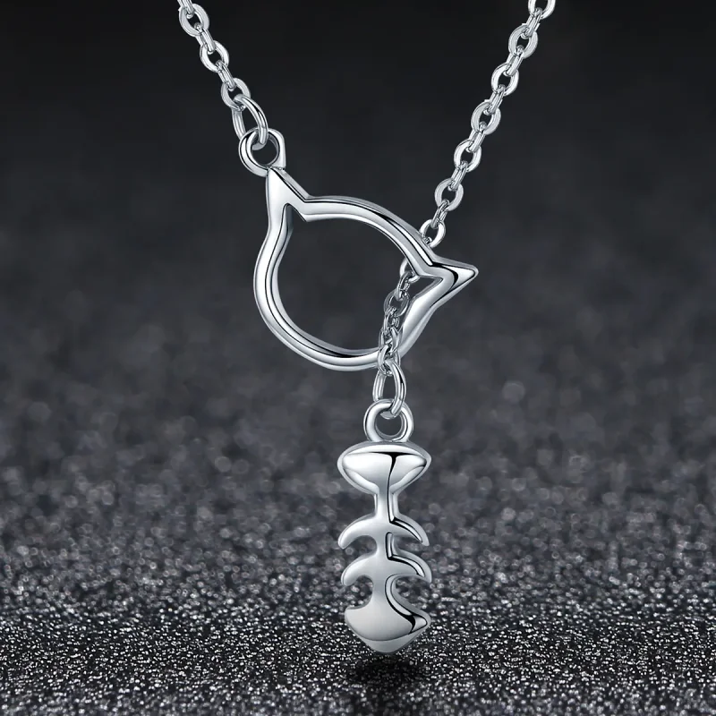 (image for) Pandora Style Silver Cat Story Necklace - SCN111 - View 3