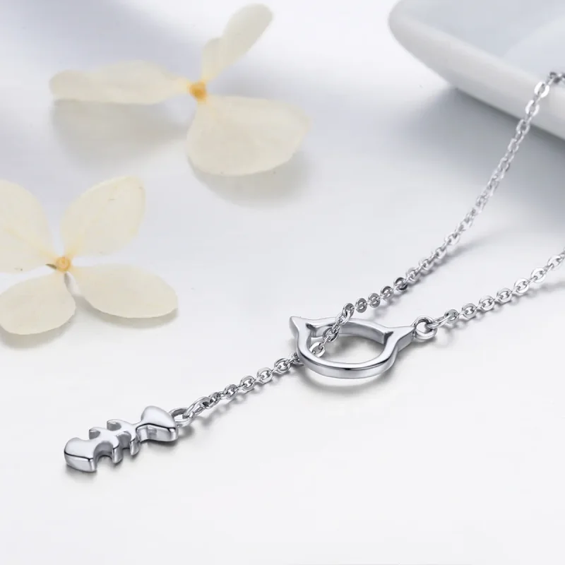 (image for) Pandora Style Silver Cat Story Necklace - SCN111 - View 5