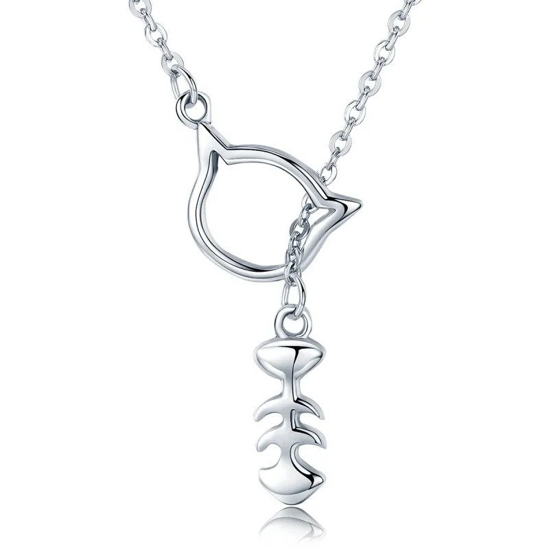 (image for) Pandora Style Silver Cat Story Necklace - SCN111
