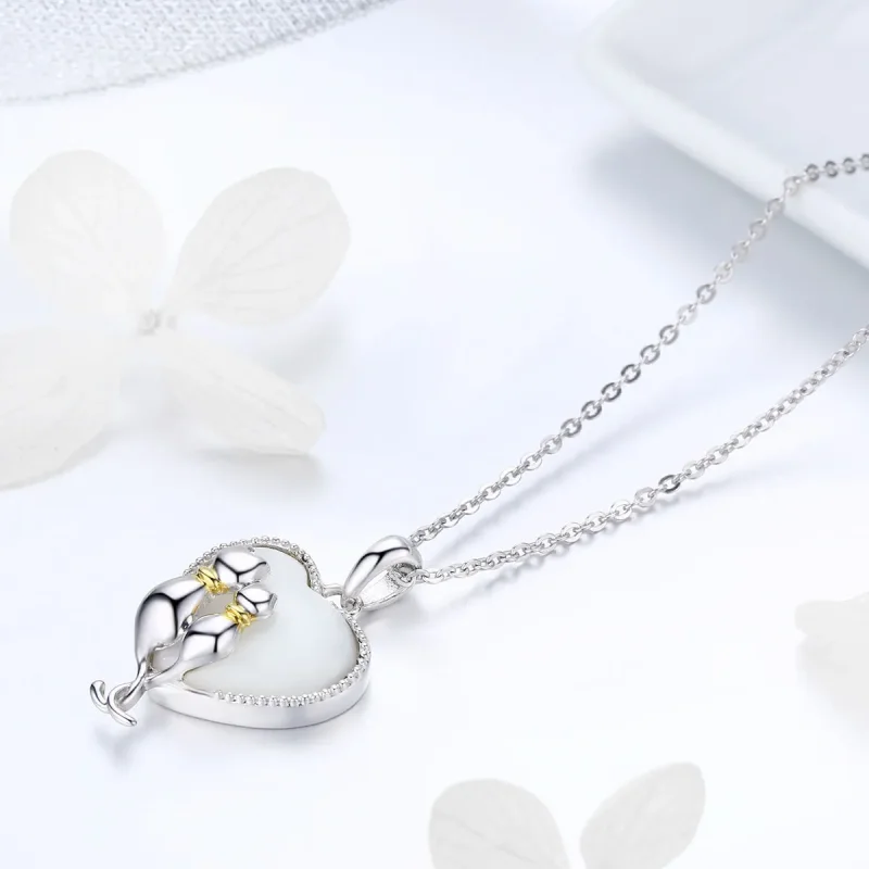 (image for) Pandora Style Silver Cats Couple Necklace - SCN297 - View 3