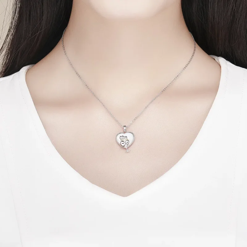 (image for) Pandora Style Silver Cats Couple Necklace - SCN297 - View 6