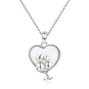 (image for) Pandora Style Silver Cats Couple Necklace - SCN297