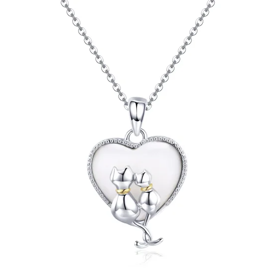 (image for) Pandora Style Silver Cats Couple Necklace - SCN297