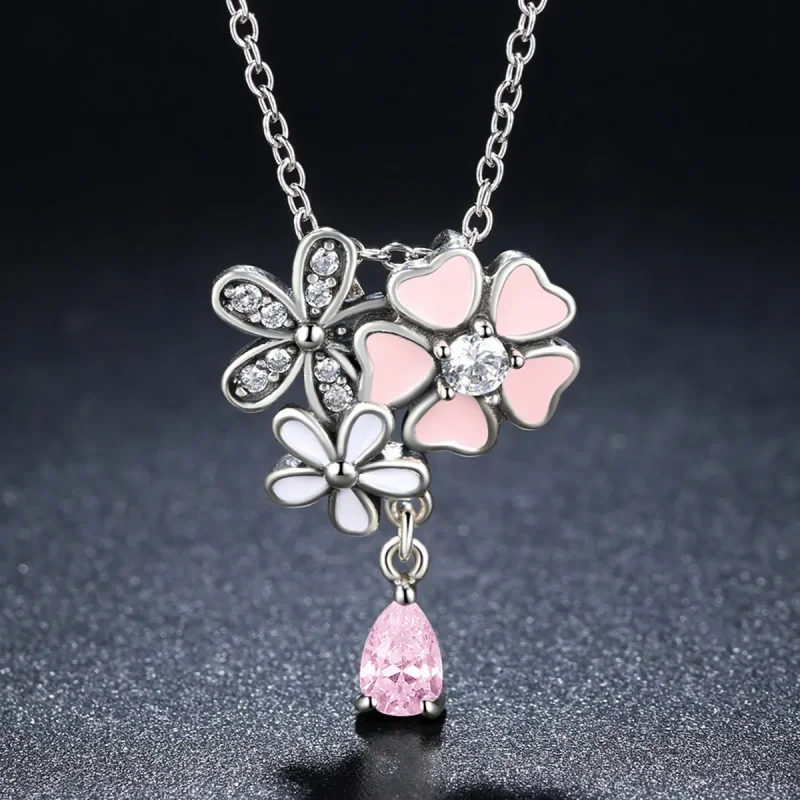 (image for) Pandora Style Silver Cherry Blossom Necklace - SCN046 - View 2
