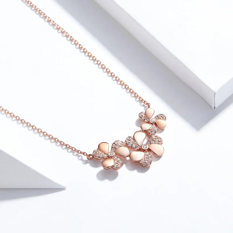 (image for) Pandora Style Silver Clover Necklace - SCN375 - View 2