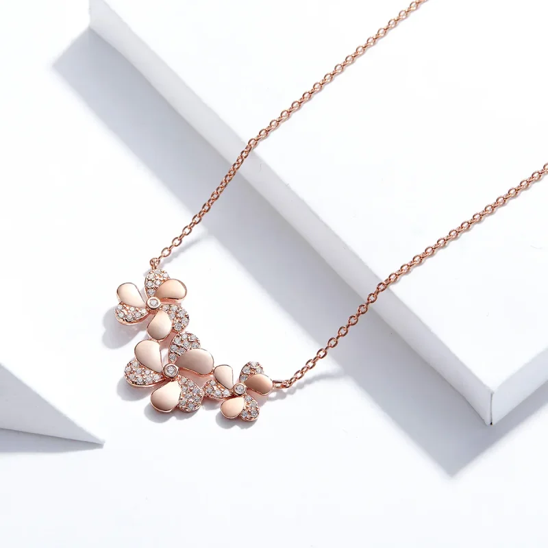 (image for) Pandora Style Silver Clover Necklace - SCN375 - View 3