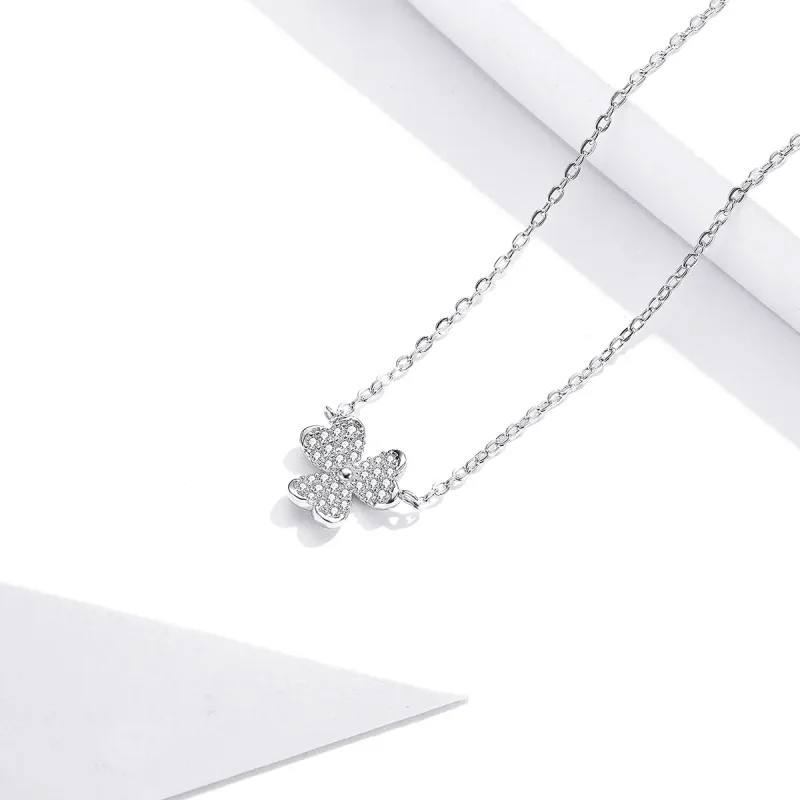 (image for) Pandora Style Silver Clover Necklace - SCN401 - View 2